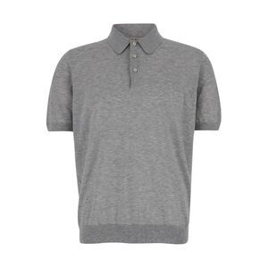 La Fileria Men Grey Knit Polo Shirt With Classic Collar In Cotton Man